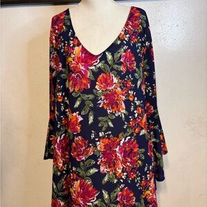 Floral V-Neck Dress - Multicolor